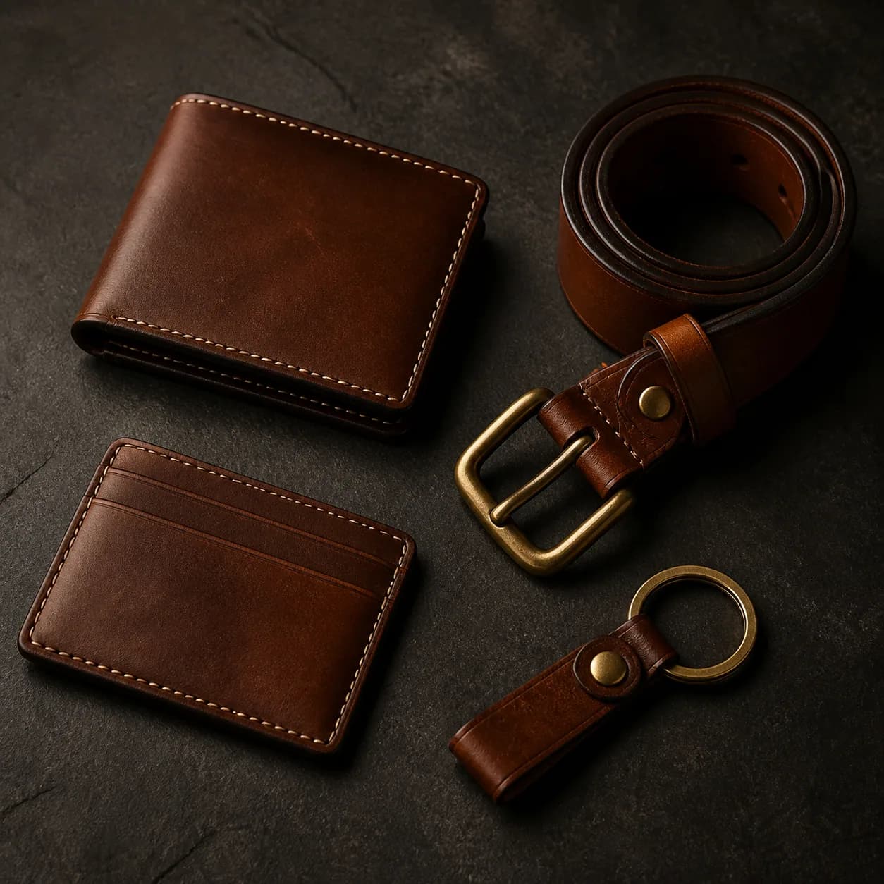 Saddle Card Case in Cognac